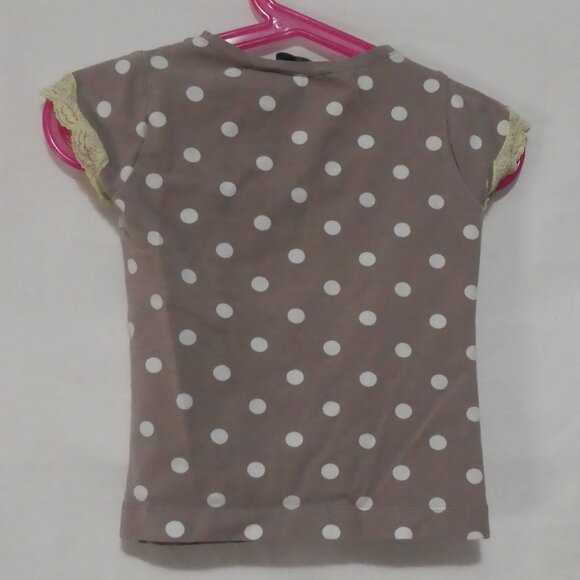 LILI GAUFRETTE | size 4 | Polka Dot Short Sleeve Top | Lace Sleeve Cuffs - Picture 2 of 15